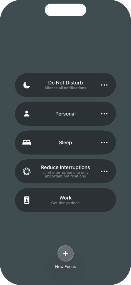 Press the required focus mode to activate or deactivate it immediately.
