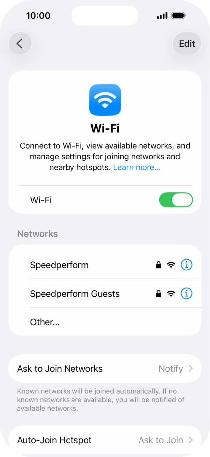 Press the required Wi-Fi network and key in the password for the Wi-Fi network.