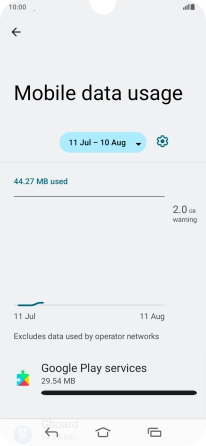 The data usage for each application is displayed below the name of the application.