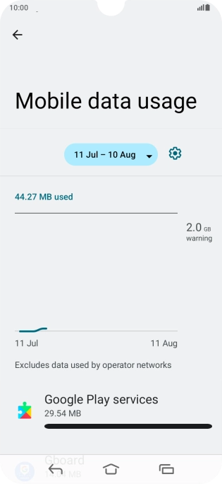The data usage for each application is displayed below the name of the application.