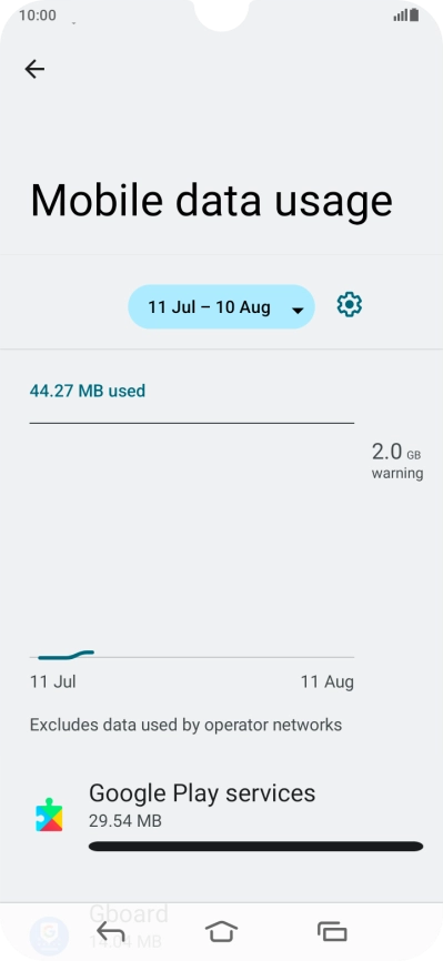 The data usage for each application is displayed below the name of the application.