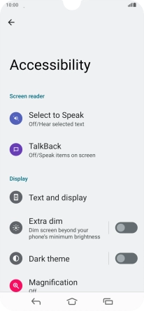 Press TalkBack and follow the instructions on the screen to select the required settings.