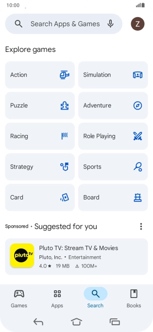 Press the search field.