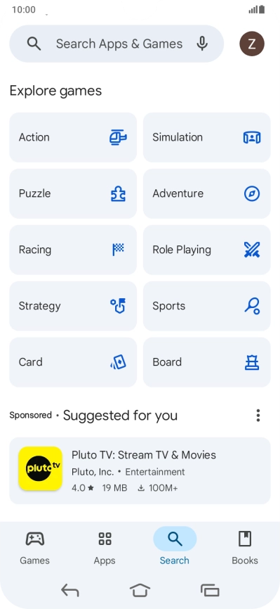 Press the search field.