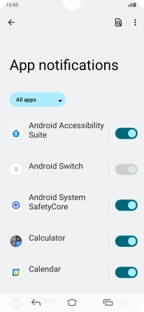 Press the indicator next to the required apps to turn the function on or off.