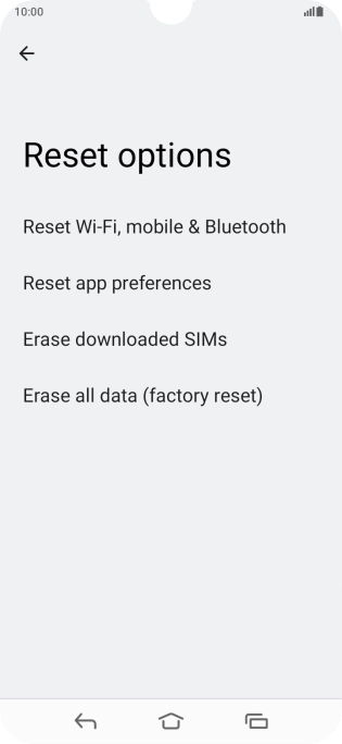 Press Reset Wi-Fi, mobile & Bluetooth.