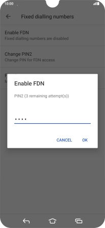 Key in your PIN2 and press OK. The default PIN2 is 1111.