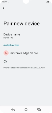 Press the required Bluetooth device and follow the instructions on the screen to pair the device with your phone.