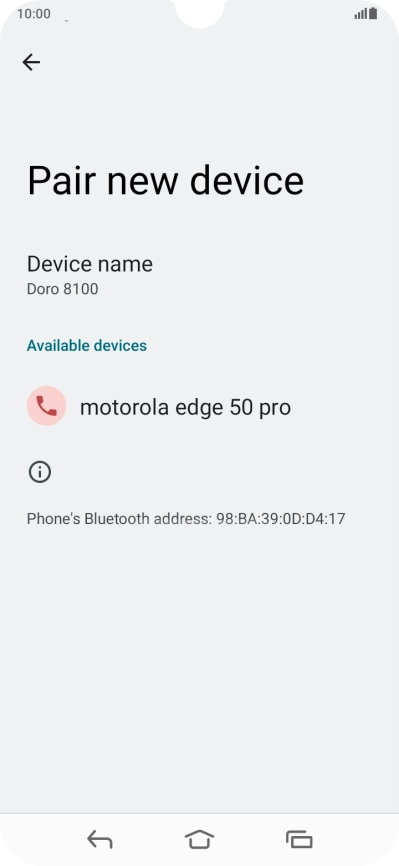 Press the required Bluetooth device and follow the instructions on the screen to pair the device with your phone.