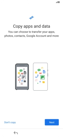 When this screen is displayed, your phone is ready to restore content from a Google One backup.