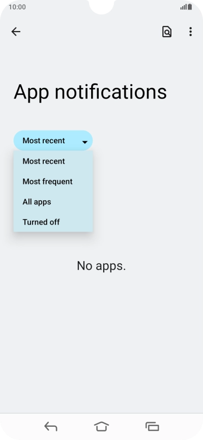 Press the required setting.