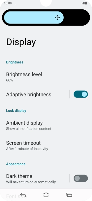 Drag the indicator right or left to set the brightness manually.