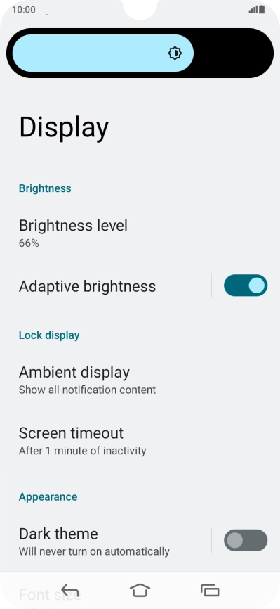 Drag the indicator right or left to set the brightness manually.