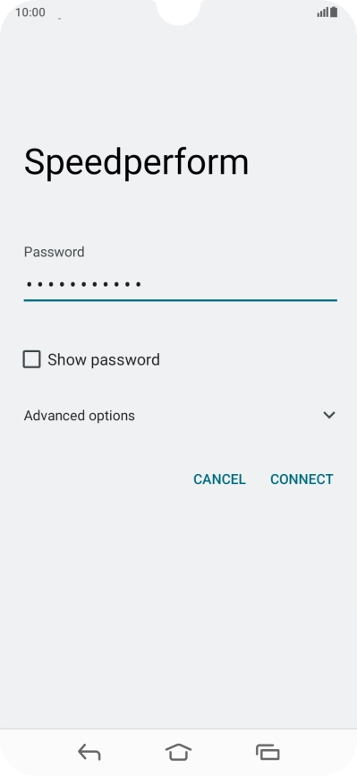 Key in the password for the Wi-Fi network and press CONNECT.