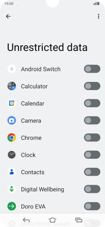 Press the indicators next to the required apps to turn the function on or off.