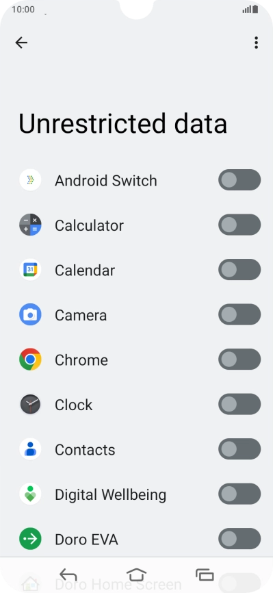 Press the indicators next to the required apps to turn the function on or off.
