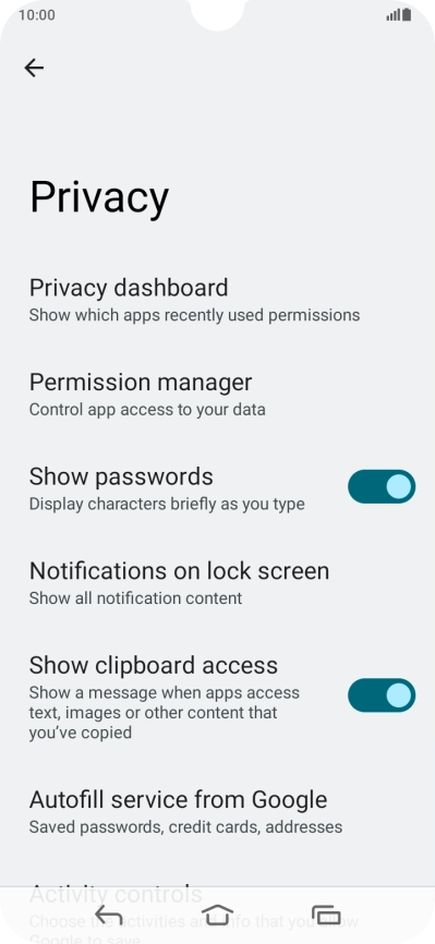 Press Permission manager.