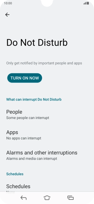Press TURN ON NOW to turn the function on or off.