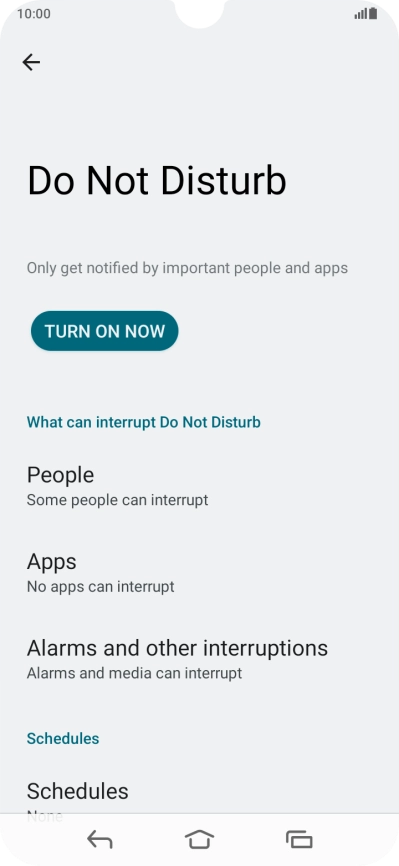 Press TURN ON NOW to turn the function on or off.