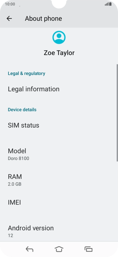 Your phone's software version is displayed below Android version.