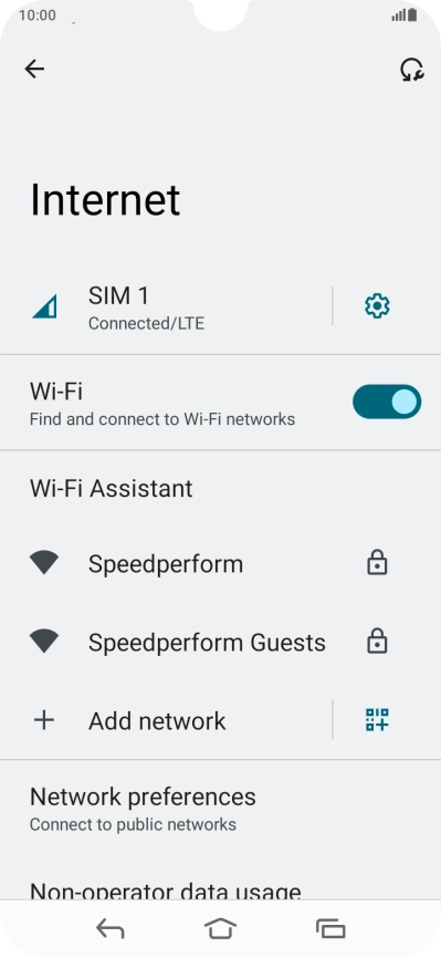 Press the required Wi-Fi network.