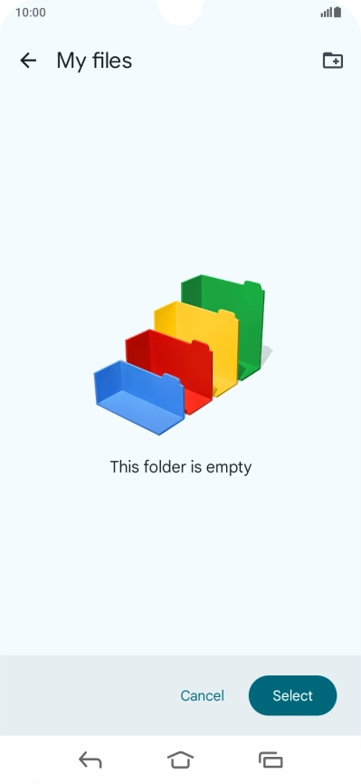To create a new folder, press the new folder icon and follow the instructions on the screen to create a new folder.