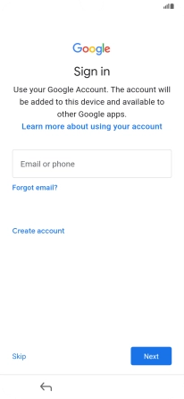 Press Email or phone and key in the username for your Google account.