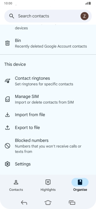 Press Manage SIM.