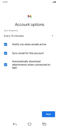 If this screen is displayed, you email account has been recognised and set up automatically. Follow the instructions on the screen to key in more information and finish setting up your phone.