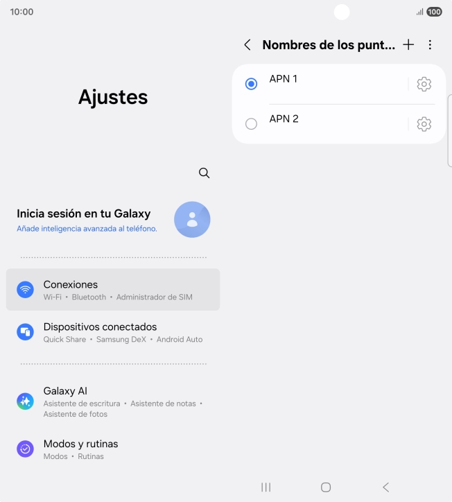 Pulsa en el campo junto a la conexión de datos para activarla.