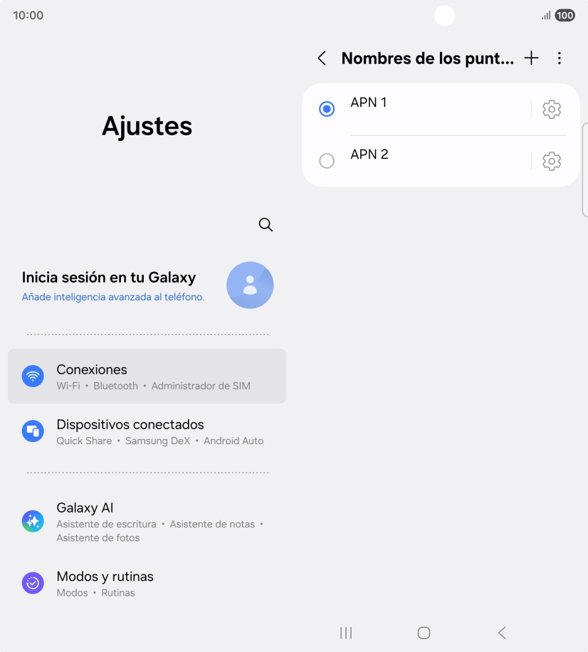 Pulsa en el campo junto a la conexión de datos para activarla.
