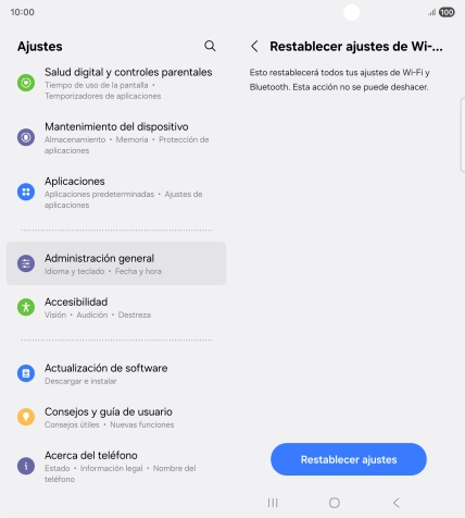 Pulsa Restablecer ajustes.