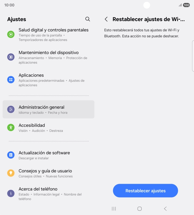 Pulsa Restablecer ajustes.