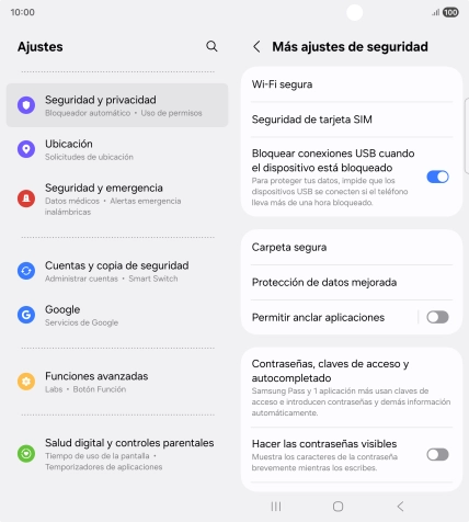 Pulsa Seguridad de tarjeta SIM.