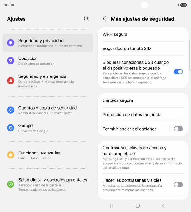 Pulsa Seguridad de tarjeta SIM.