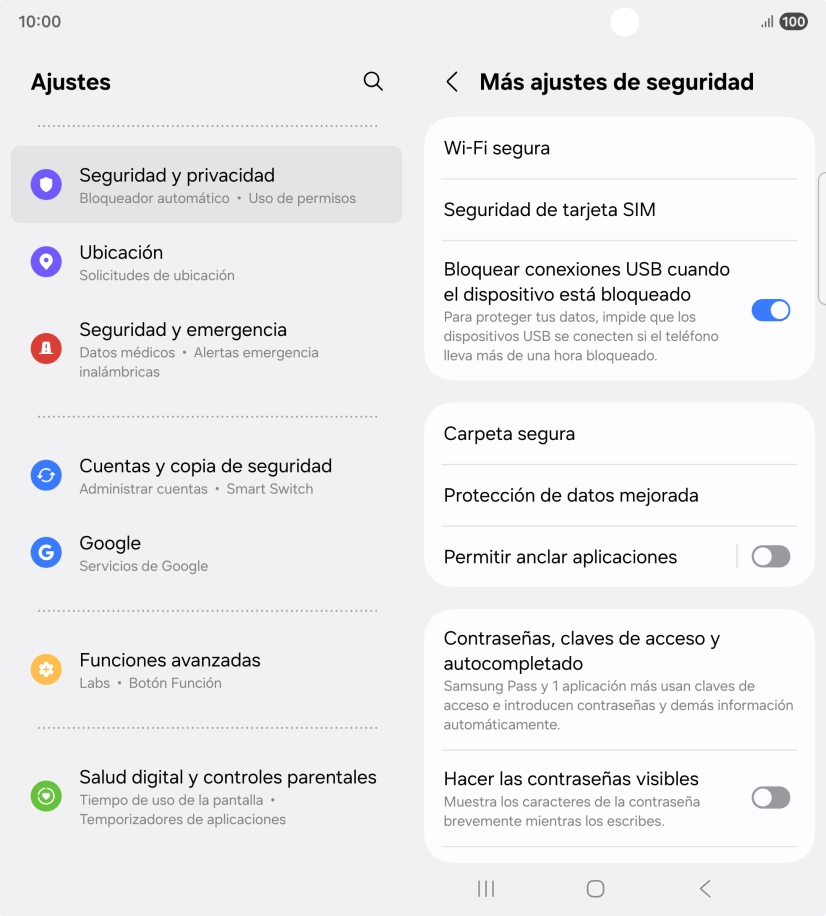 Pulsa Seguridad de tarjeta SIM.