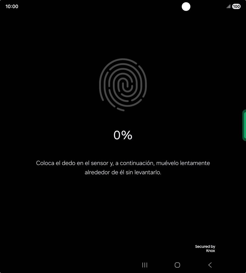 Sigue las indicaciones de la pantalla para crear una huella digital como código de seguridad.