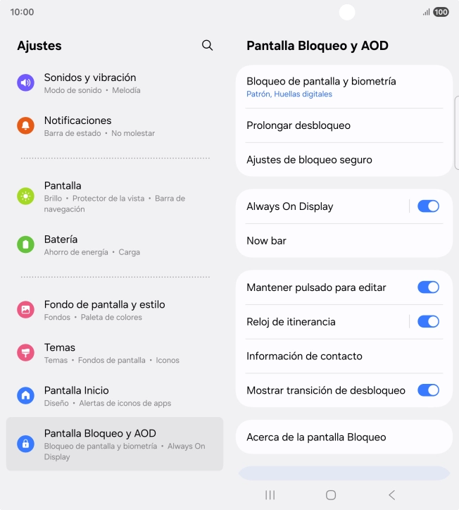 Pulsa Bloqueo de pantalla y biometría e introduce el código de seguridad extra que has creado anteriormente.