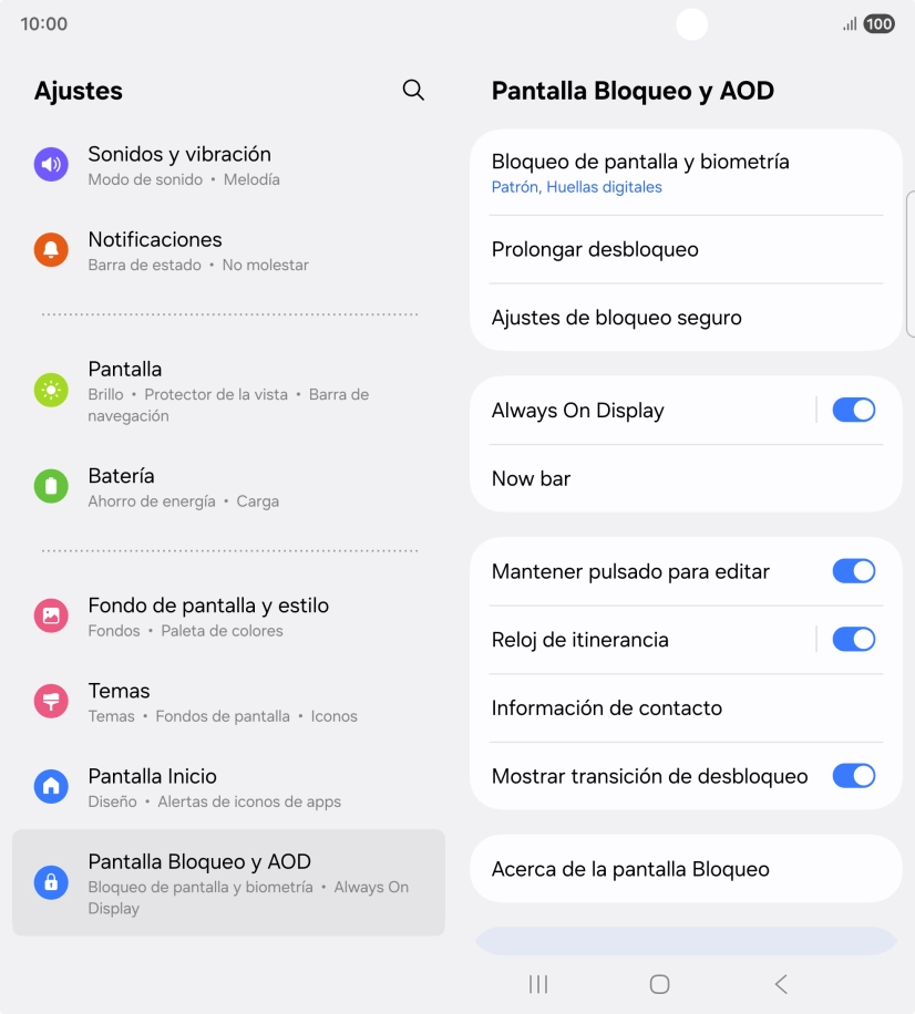 Pulsa Bloqueo de pantalla y biometría e introduce el código de seguridad extra que has creado anteriormente.