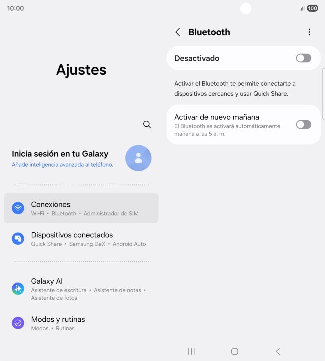 Pulsa el indicador para activar la función.