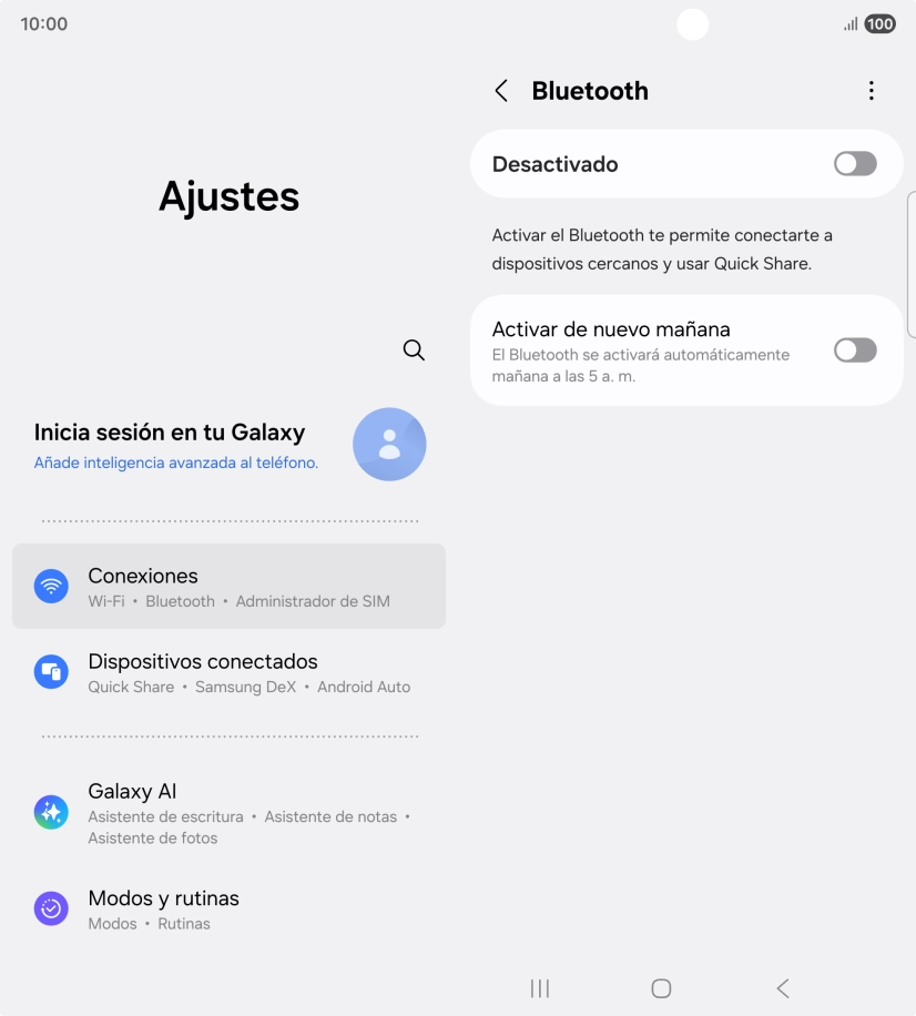 Pulsa el indicador para activar la función.