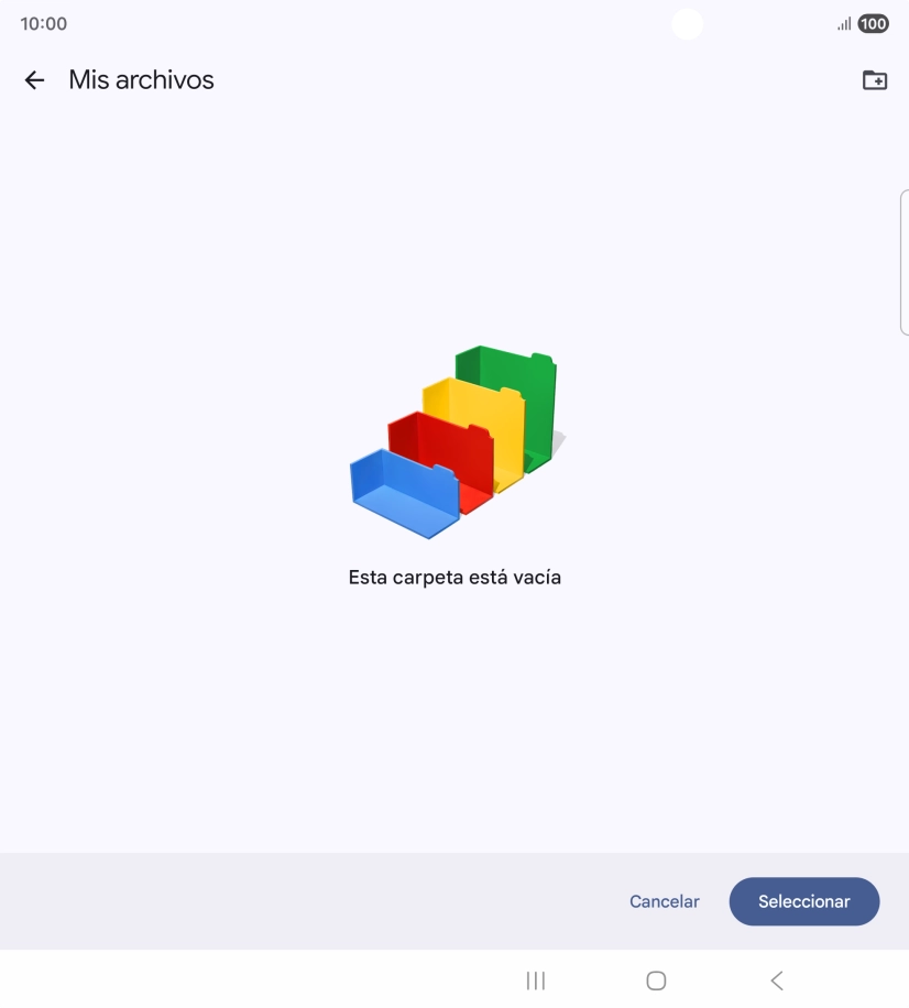 Si deseas crear una nueva carpeta, pulsa el icono de nueva carpeta y sigue las indicaciones de la pantalla para crearla.