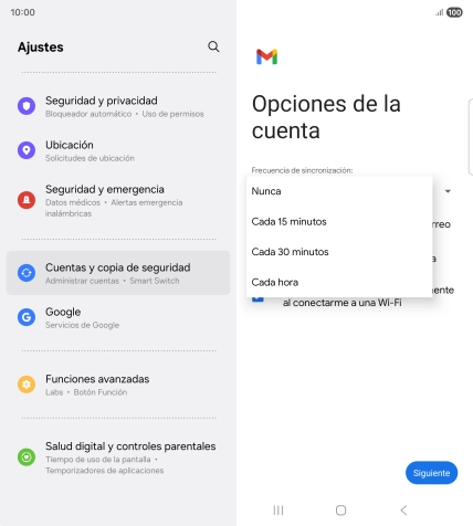 Pulsa el ajuste deseado.