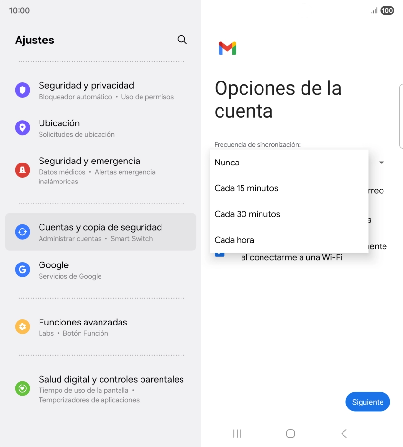 Pulsa el ajuste deseado.