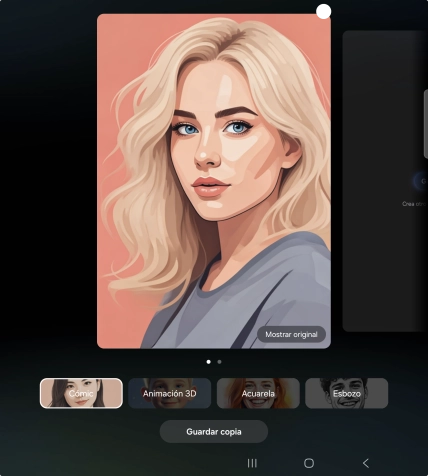 Pulsa Guardar copia si deseas guardar la fotografía o imagen propuesta que se ha generado.