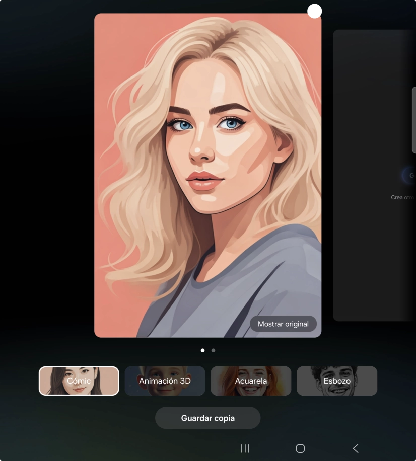 Pulsa Guardar copia si deseas guardar la fotografía o imagen propuesta que se ha generado.