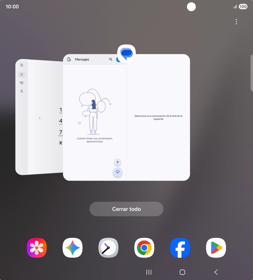 Para cerrar una sola aplicación en ejecución, desliza el dedo hacia arriba sobre la aplicación deseada.