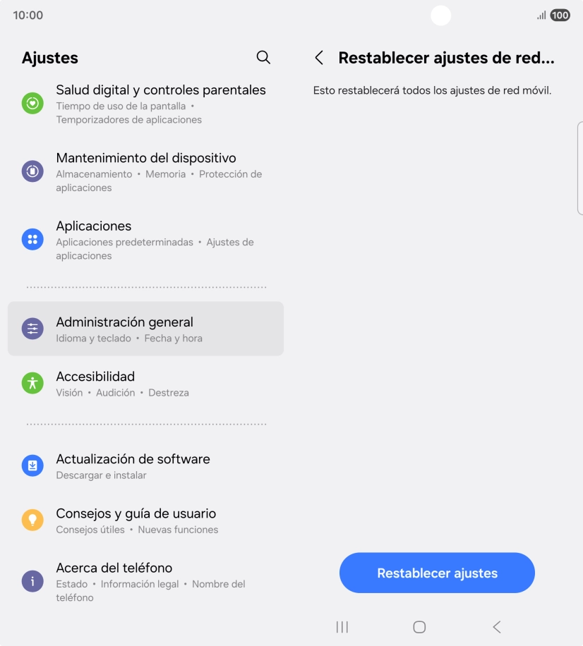 Pulsa Restablecer ajustes.