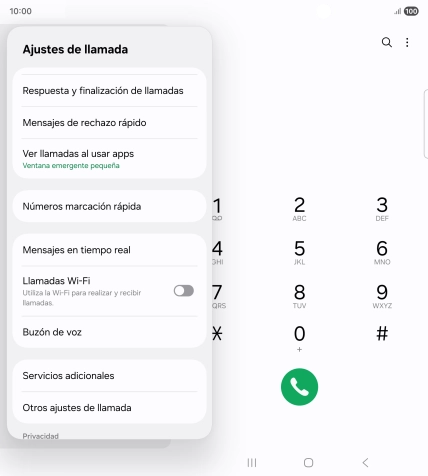 Pulsa Servicios adicionales.