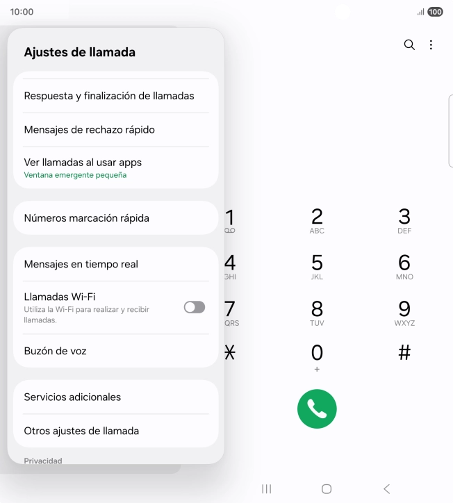 Pulsa Servicios adicionales.